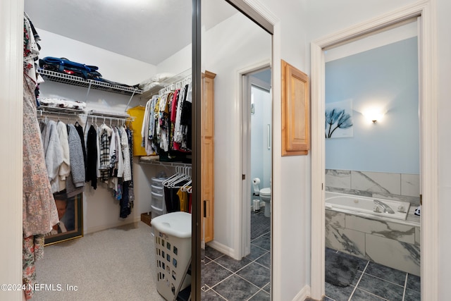 spacious closet with dark carpet