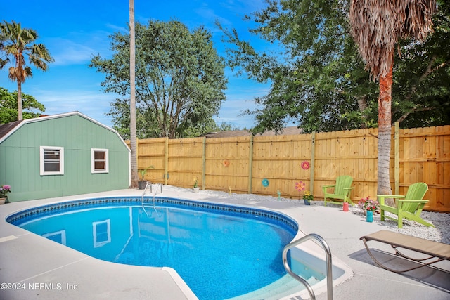 view of swimming pool with a patio