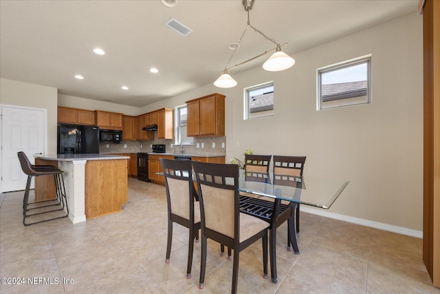 view of tiled dining area