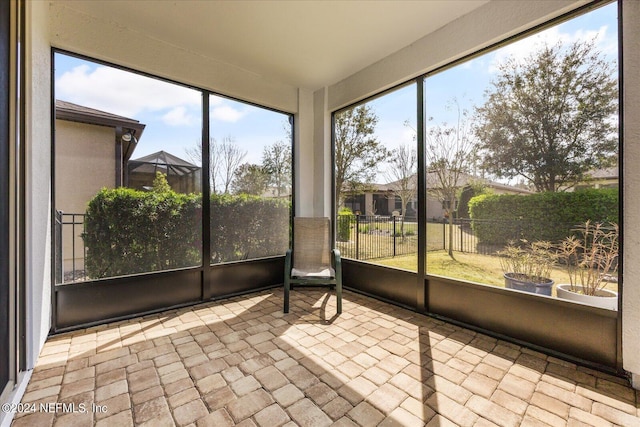 view of unfurnished sunroom