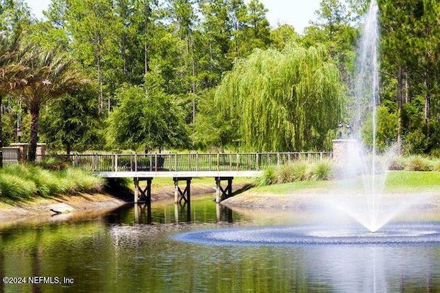 view of home's community with a water view