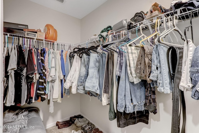 spacious closet featuring carpet floors