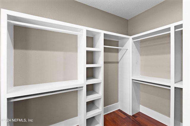 walk in closet with hardwood / wood-style flooring