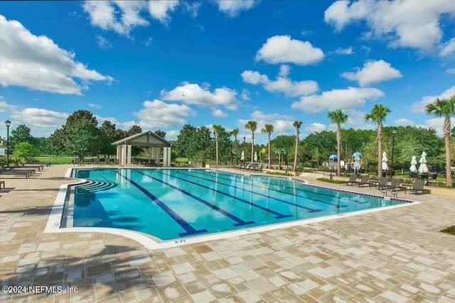 view of swimming pool with a patio