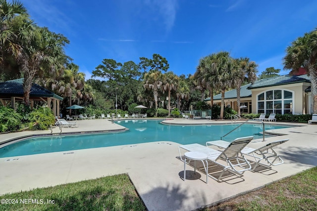 view of pool featuring a patio area