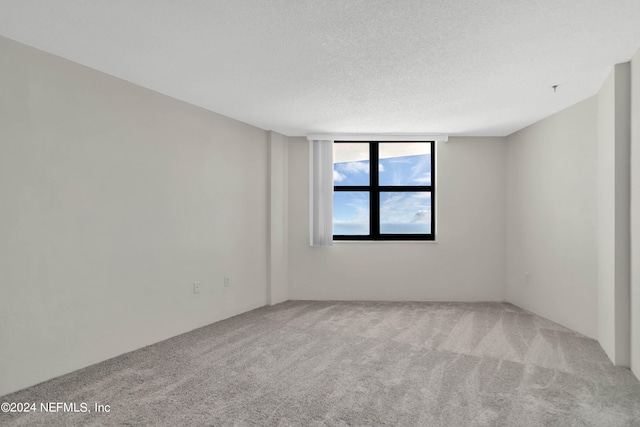 carpeted spare room with a textured ceiling