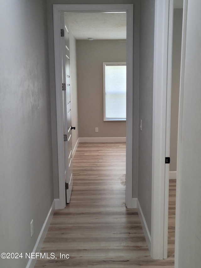 corridor featuring light hardwood / wood-style floors