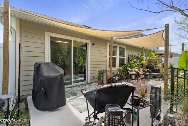 view of patio / terrace with a grill