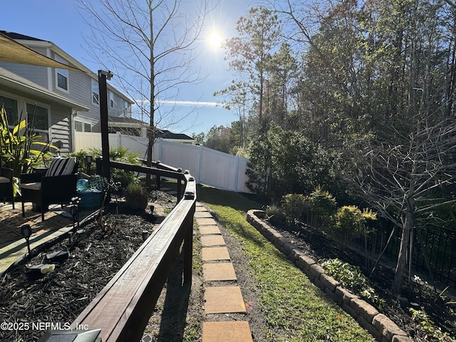 view of yard featuring a fenced backyard