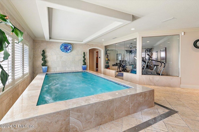 view of pool with ceiling fan