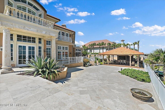1201 Ponte Vedra Blvd, Ponte Vedra Beach, FL 32082 - view of patio with french doors, fence, and a gazebo