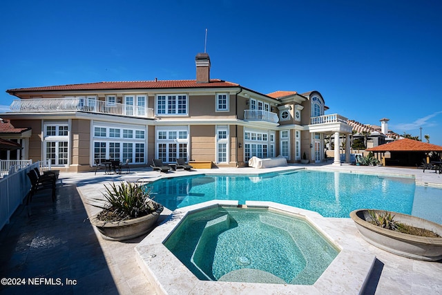 1201 Ponte Vedra Blvd, Ponte Vedra Beach, FL 32082 - view of pool with french doors, a patio, and a pool with connected hot tub