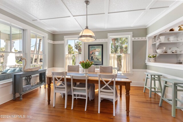 dining area with hardwood / wood-style flooring and plenty of natural light