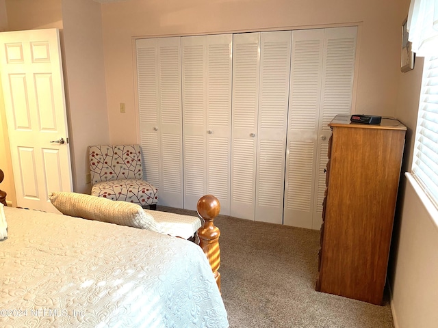 carpeted bedroom featuring a closet