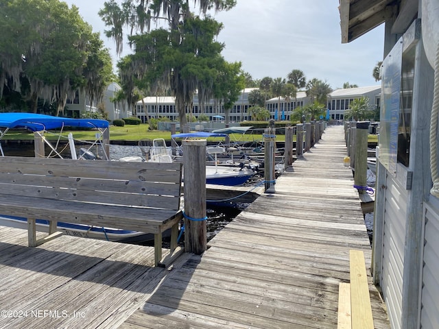 view of dock featuring a water view