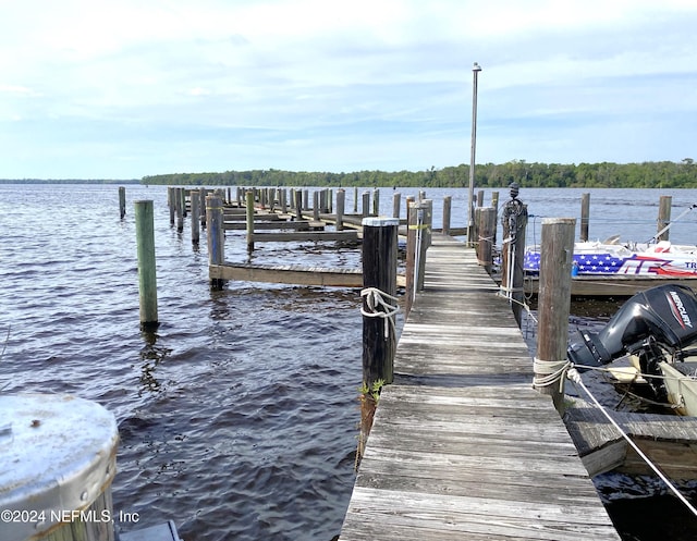 view of dock featuring a water view