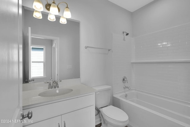 full bathroom with vanity, toilet, and shower / bathtub combination