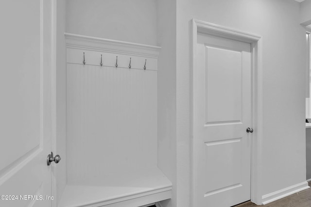 mudroom featuring dark hardwood / wood-style flooring