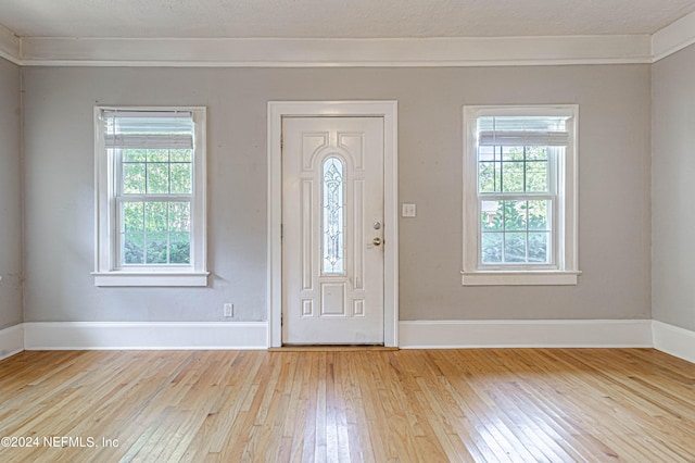 entrance foyer with light wood-type flooring