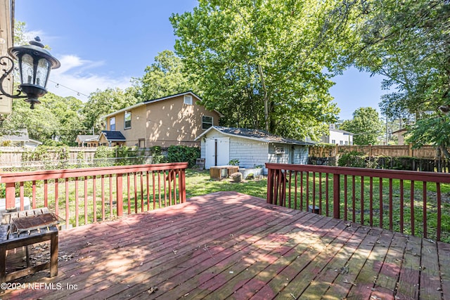 deck with a storage unit