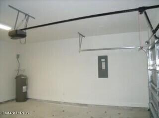 garage with a garage door opener