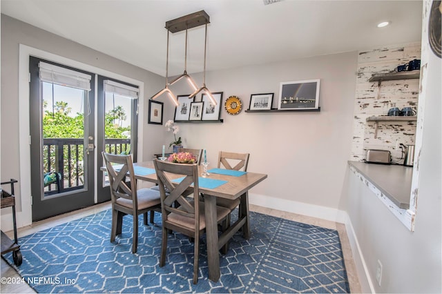 view of tiled dining area