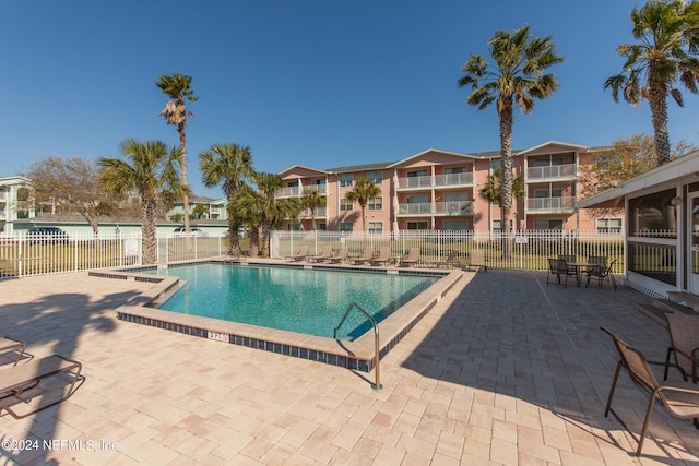 view of pool featuring a patio area