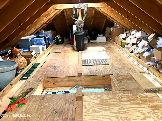 view of unfinished attic