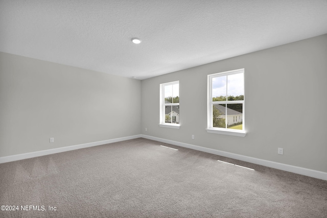 unfurnished room featuring carpet floors and a textured ceiling