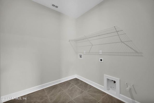 laundry area featuring hookup for a washing machine, visible vents, hookup for an electric dryer, laundry area, and baseboards