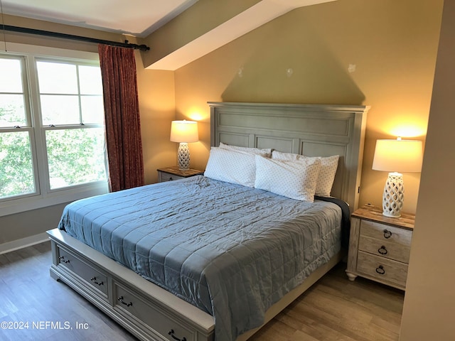 bedroom with hardwood / wood-style flooring