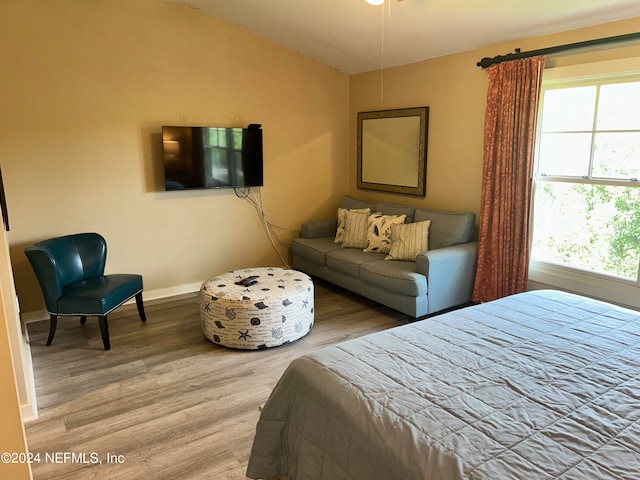 bedroom with wood-type flooring