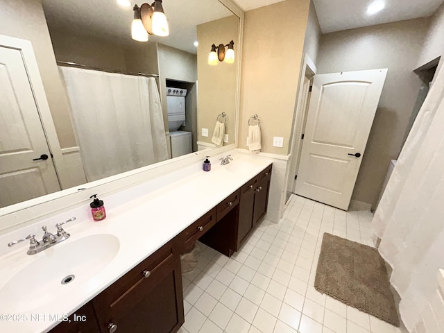 bathroom featuring vanity and tile patterned flooring