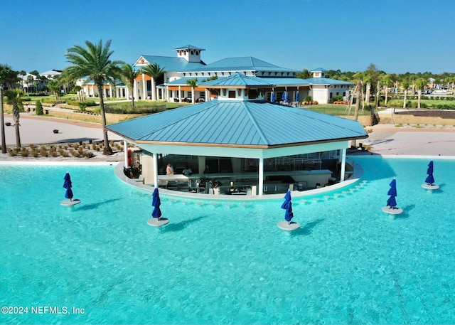 view of pool featuring a gazebo