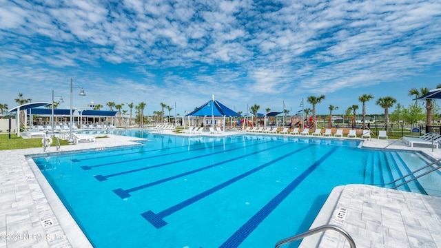 view of pool featuring a patio area