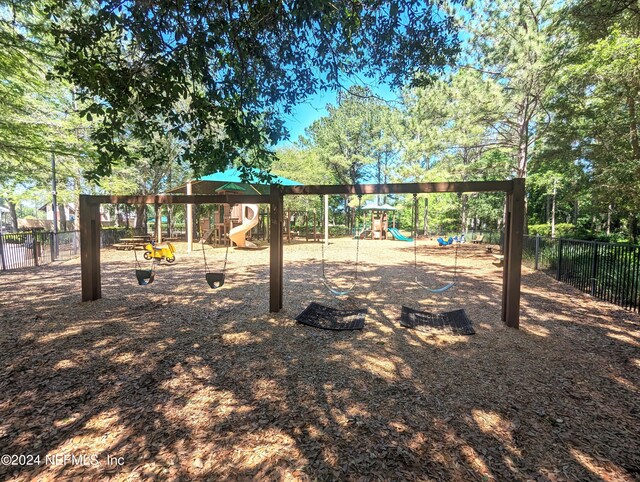 community play area with fence