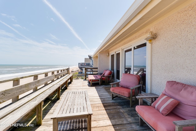 deck with a water view