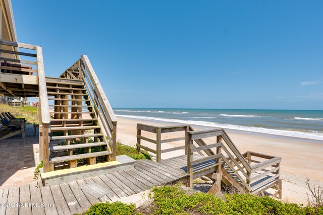 exterior space with a view of the beach