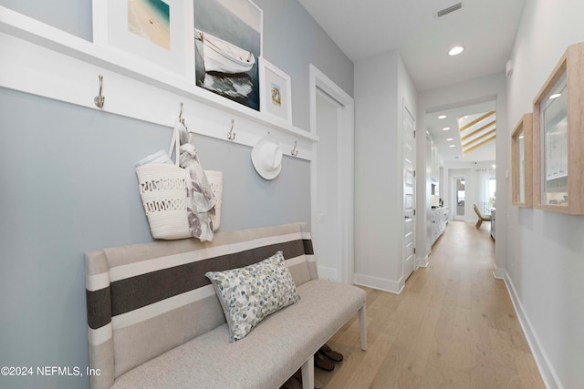 mudroom featuring light hardwood / wood-style floors