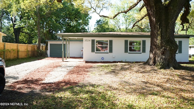 view of single story home