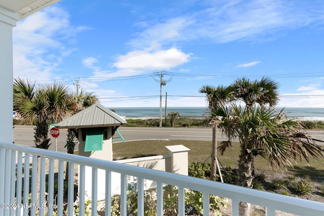 exterior space featuring a water view