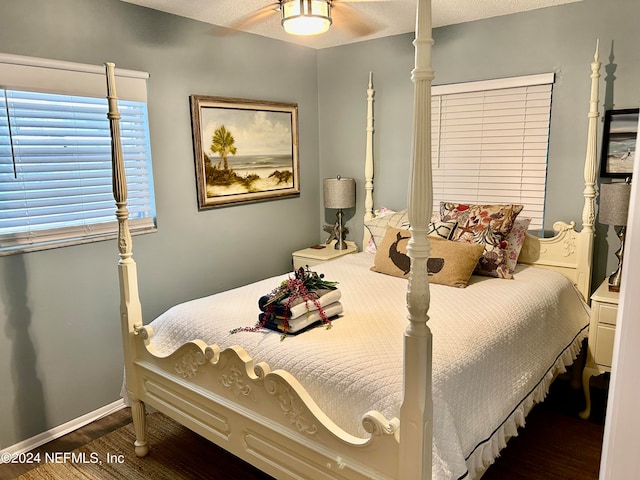 bedroom featuring dark hardwood / wood-style floors