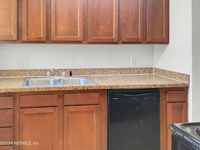 kitchen with sink, black dishwasher, and stove