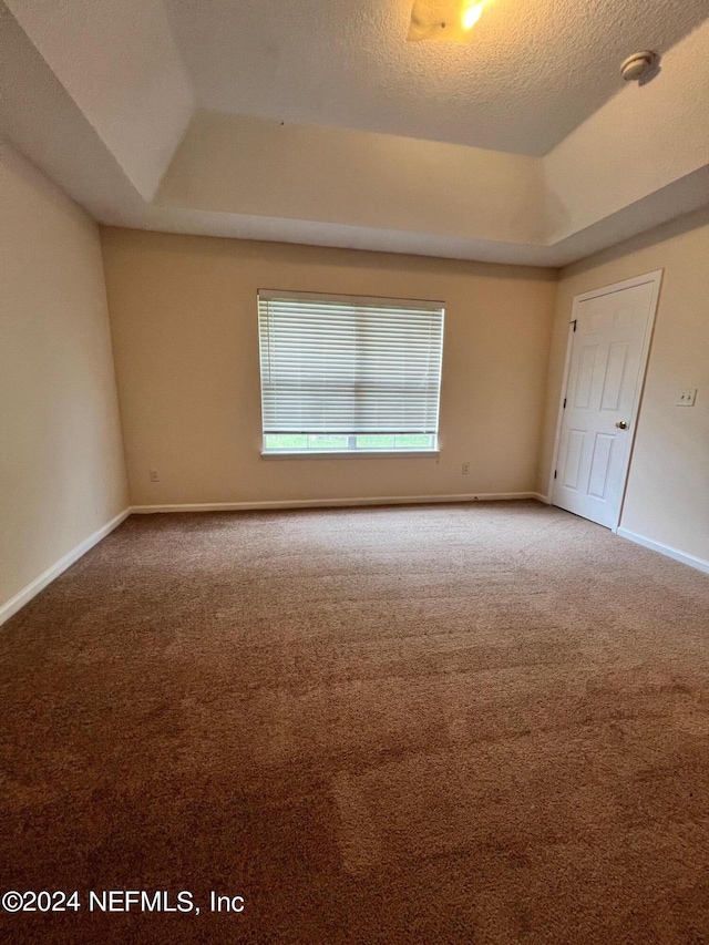 1450 Elsa Dr, Jacksonville, FL 32218 - carpeted empty room featuring a tray ceiling, baseboards, and a textured ceiling
