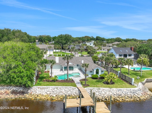 exterior space featuring a water view