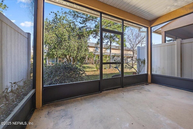 view of unfurnished sunroom