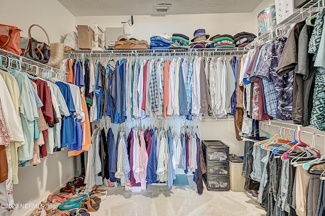 spacious closet featuring carpet