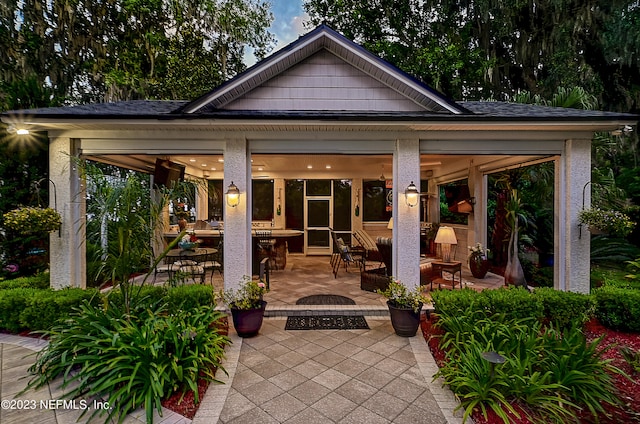 view of front of house with a patio