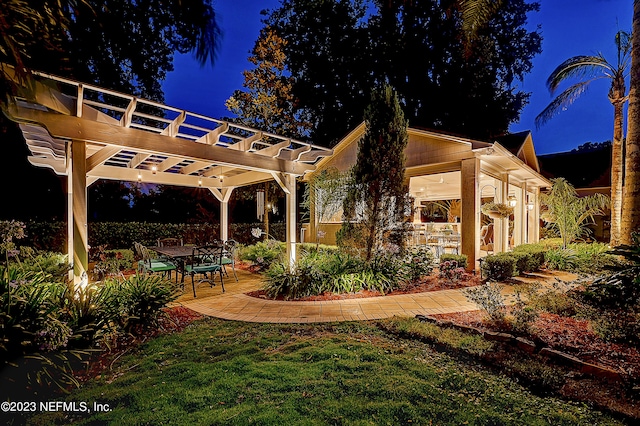 exterior space featuring a pergola