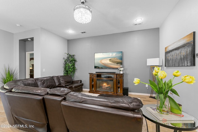 living room with light hardwood / wood-style floors